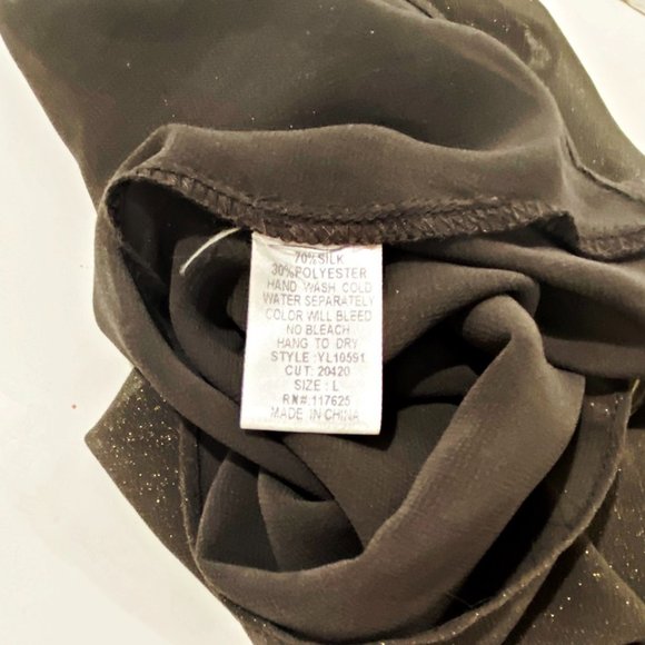 Ya Los Angeles Womens Sleeveless Top Gray Sparkle Sheer Silk Cowl Drape Hi Lo L - Picture 5 of 6